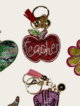 Load image into Gallery viewer, Rhinestone Puffy Keychains - Camo Heart, Cow Skull, Pink Boot
