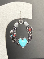 Western Horseshoe Earrings with Faux Turquoise Heart.