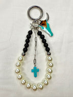 Skull and Pearl Bag Charm Keychain