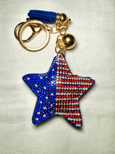 Load image into Gallery viewer, Bling Bag Charm Keychains - Flags and Bows
