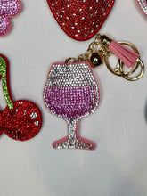 Load image into Gallery viewer, Rhinestone Puffy Keychains - Strawberry, Cherry, American Star
