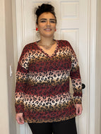 Zenana Leopard Print Long Sleeve Top