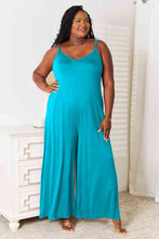 Load image into Gallery viewer, Double Take Soft Rayon Spaghetti Strap Tied Wide Leg Jumpsuit
