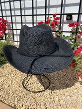 Load image into Gallery viewer, Black Cowboy Hat with Studded Leather Band
