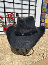 Load image into Gallery viewer, Black Cowboy Hat with Studded Leather Band
