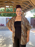 Leopard Print Chiffon Kimono - Curvy