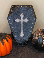 Coffin Crossbody Bag with Silver Cross and Studs