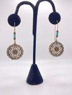 Boho Flower Spirograph Copper Earrings