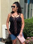 Crisscross Bling Cami Top - Women's