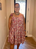 Boho Floral Short Dress with Pockets