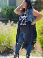 Denim and Lace Vest - Curvy