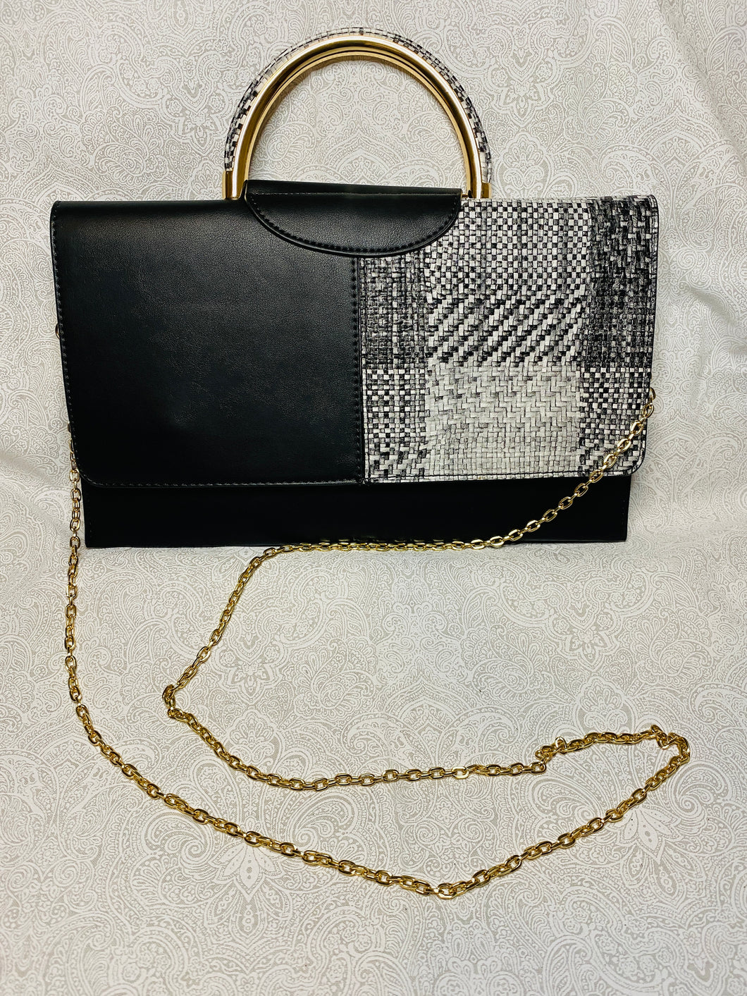 Black Clutch with Handle - Vegan Leather
