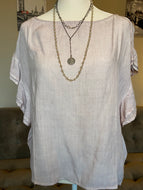 Lilac Top with Flutter Sleeves - Women's