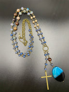 Cross and Agate Stone Necklace