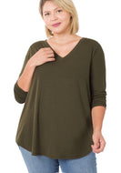 Long Sleeve V-Neck Top - Curvy