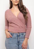 Ribbed Knit Surplus Crop Top - Curvy
