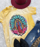 Virgin Mary Graphic T-Shirt - Yellow