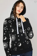 Celestial Print Fleece Hoodie by Reflex- Women's