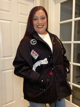 Load image into Gallery viewer, Oversized Utility Jacket with Stud Trim and Crown - Black
