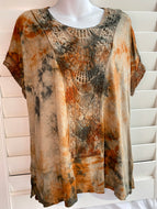 Tie Dye Lace Trim Top - Women's