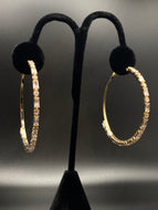 Rhinestone Hoop Earrings with Rectangle and Round Stones