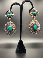 Turquoise and Silver Drop Earrings