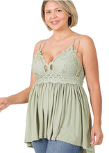 Load image into Gallery viewer, Crazy For You Ruffle and Lace Cami Top - Curvy
