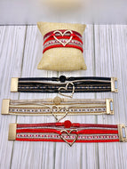 Multi Strand Bracelet with Heart and Rhinestones