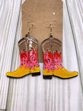 Load image into Gallery viewer, Flame Boot Earrings - Red or Turquoise
