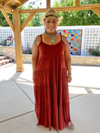 Sleeveless Tiered V-Neck Maxi Dress - Women's