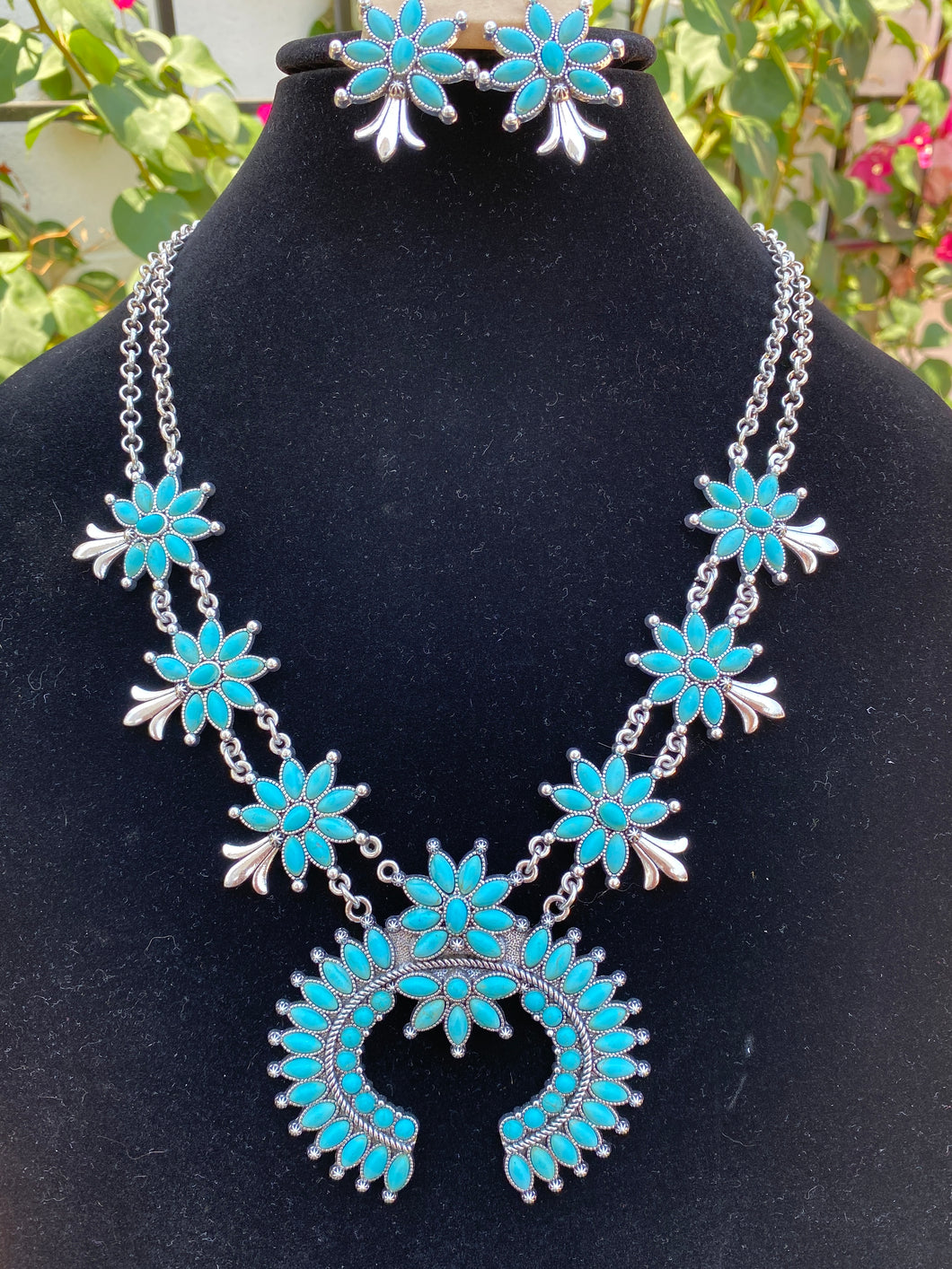 Turquoise Squash Blossom Necklace Set