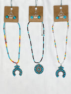 Turquoise and Bead Necklace Set
