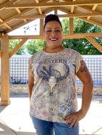Western Bull Skull Top - Women's