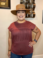 Fringe Top in Wine Color - Women’s