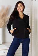 Culture Code Zip-Up Jacket with Pockets - Black